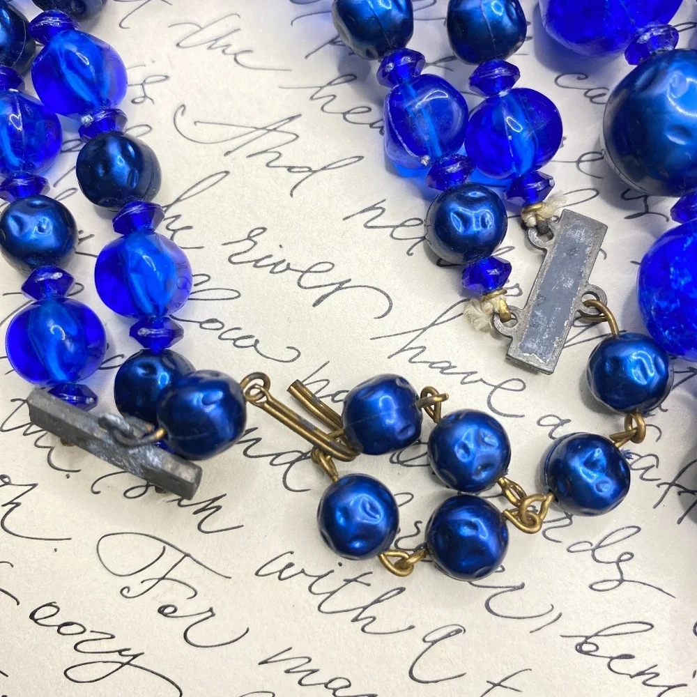 Jewelry | Vintage Cobalt Blue Layered Statement Necklace Acrylic ...